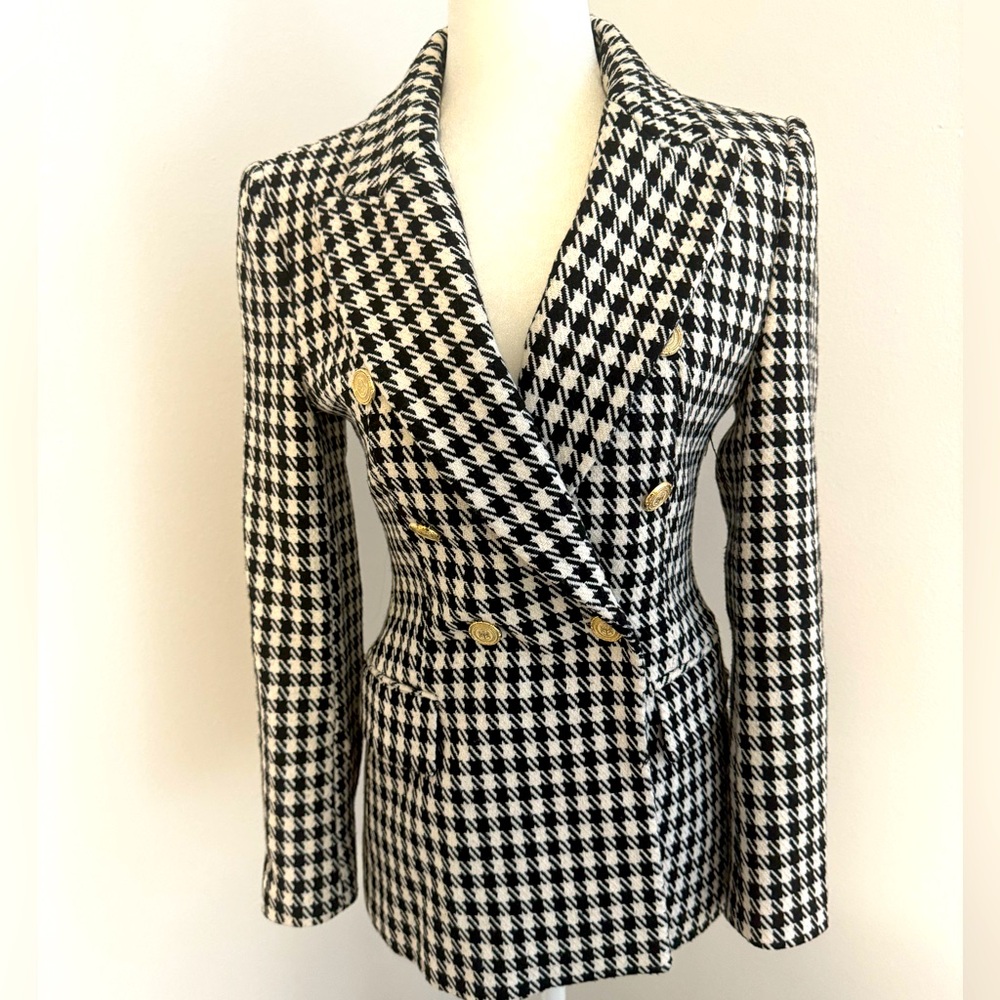 Black and white houndstooth blazer